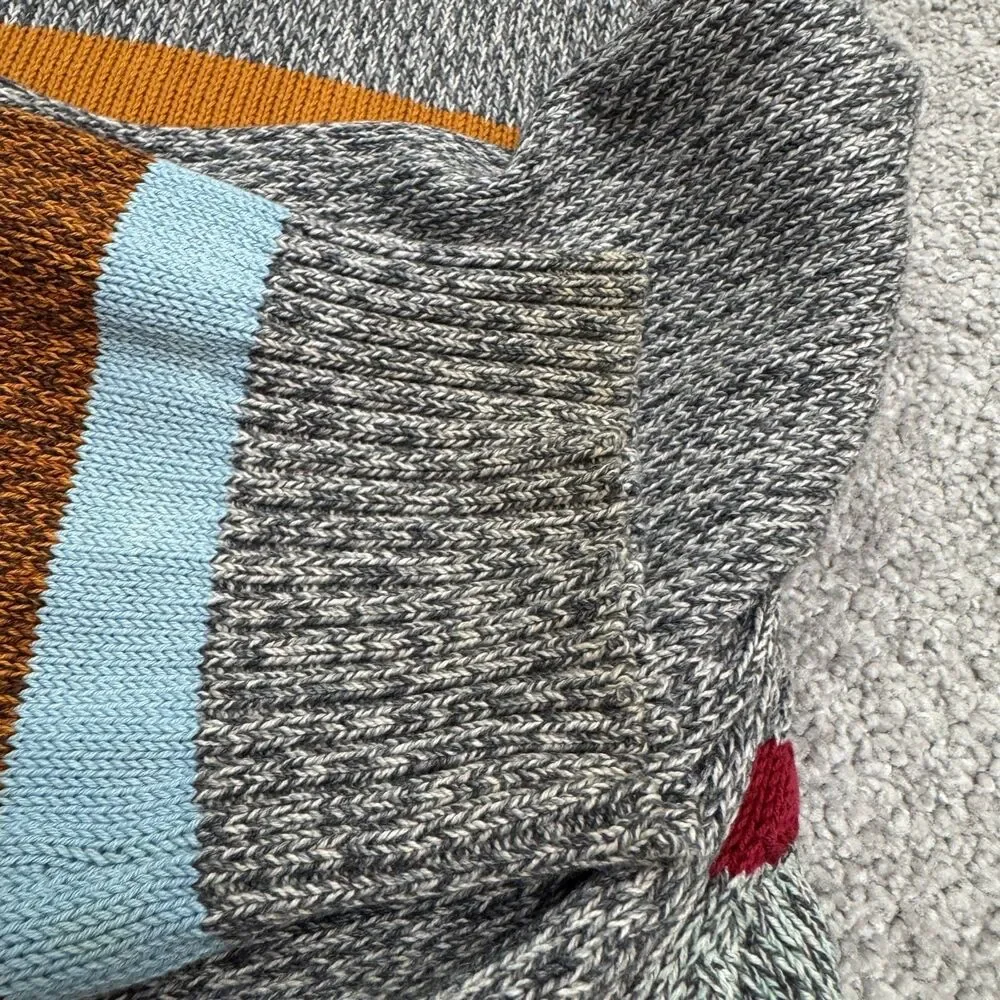Vintage 90s J.Crew Cotton Striped Turtleneck Knit Pullover Sweater Mens XL Grey